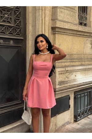 184014 TOPTAN PEMBE ELBİSE