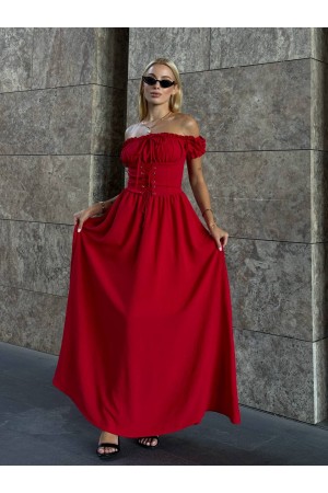 184026 TOPTAN KIRMIZI ELBİSE