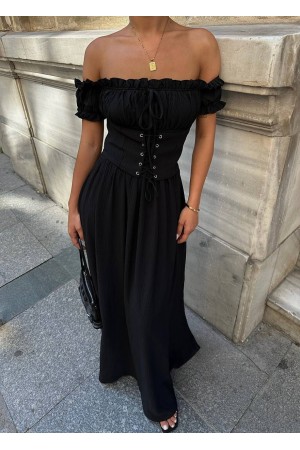 184027 TOPTAN SİYAH ELBİSE