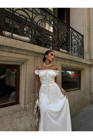 184028 TOPTAN BEYAZ ELBİSE