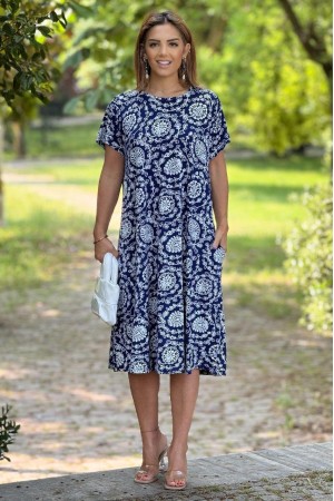 184063 TOPTAN DESENLİ ELBİSE