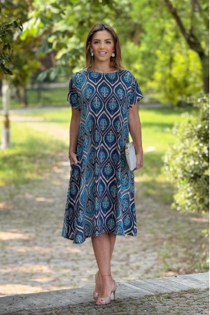 184064 TOPTAN DESENLİ ELBİSE