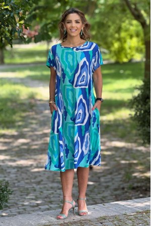 184065 TOPTAN DESENLİ ELBİSE