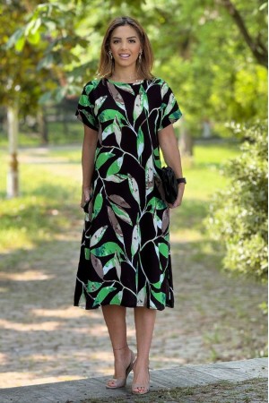 184066 TOPTAN DESENLİ ELBİSE