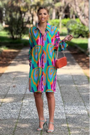 184072 TOPTAN DESENLİ ELBİSE