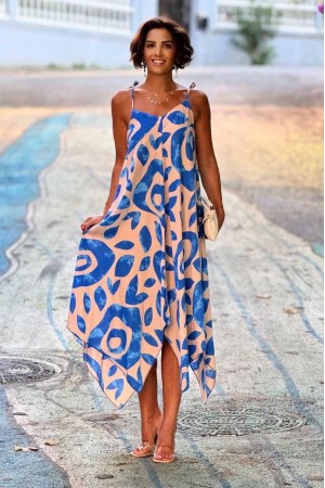 184073 TOPTAN DESENLİ ELBİSE