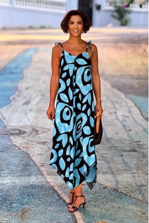 184074 TOPTAN DESENLİ ELBİSE