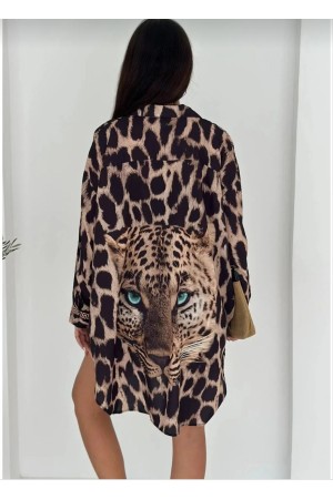 184736 LEOPAR GÖMLEK KREP  KUMAŞ