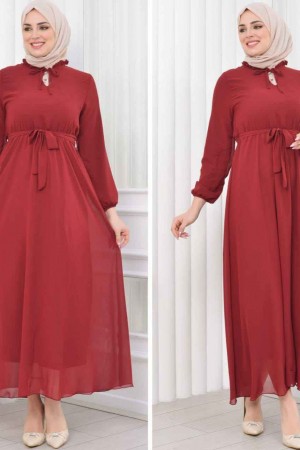 184970 Burgundy DRESS