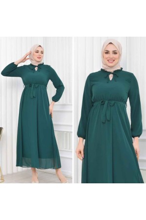 185007 ZÜMRÜT YEŞİL ELBİSE