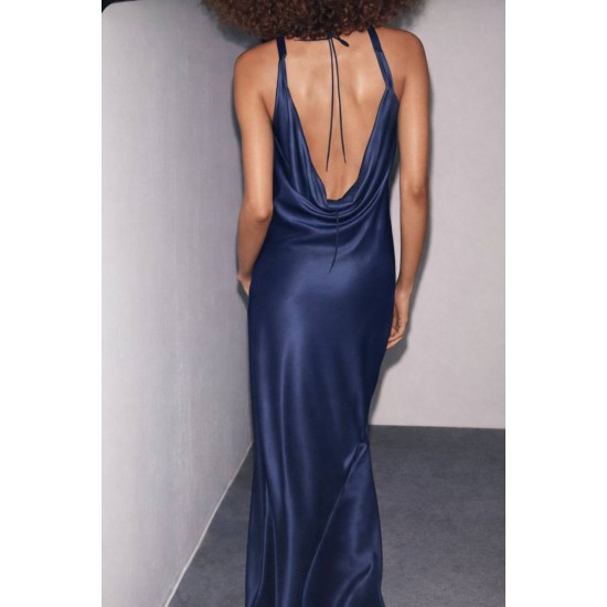 185020 "NAVY BLUE" "Evening dress" SATIN