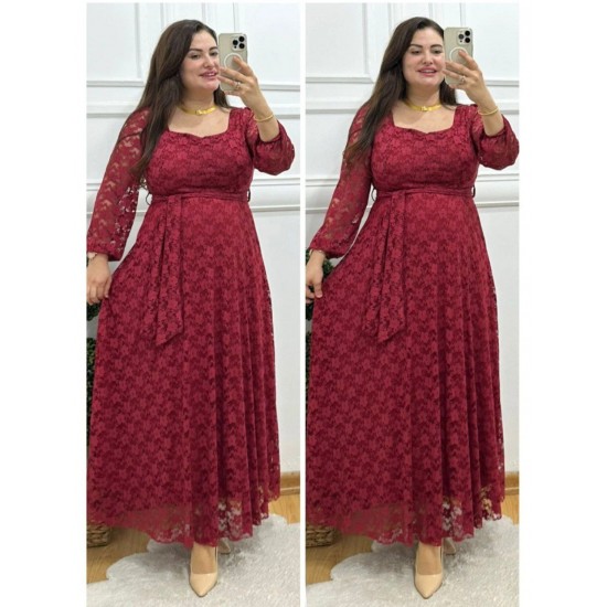 185049 Burgundy DRESS