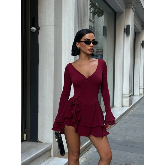 185083 BORDO ELBİSE