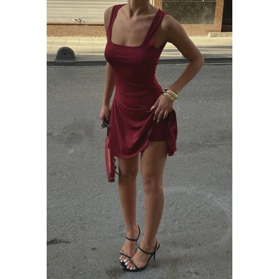 185137 Burgundy DRESS