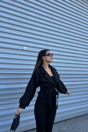 200166 black TRENCH COAT