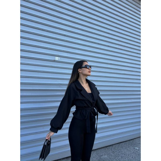 200166 black TRENCH COAT