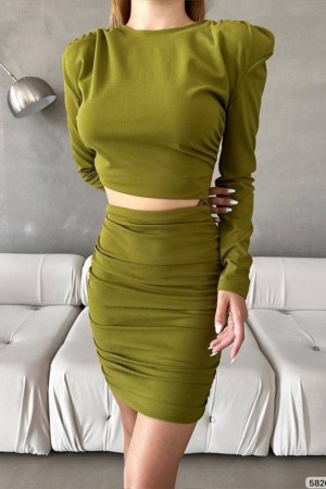 200503 TOPTAN YEŞİL ELBİSE