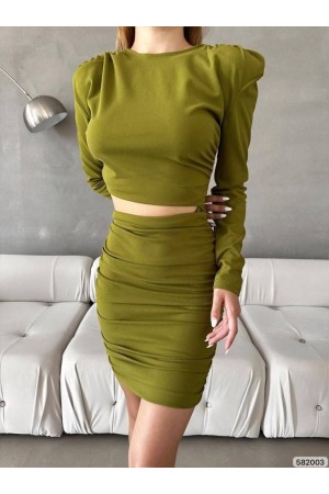 200503 TOPTAN YEŞİL ELBİSE