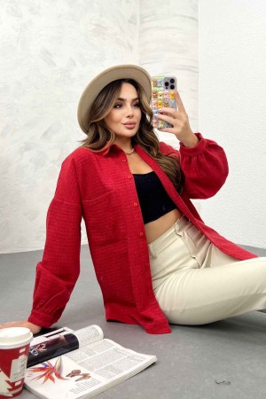 201856 TOPTAN KIRMIZI GÖMLEK