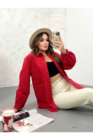 201856 TOPTAN KIRMIZI GÖMLEK