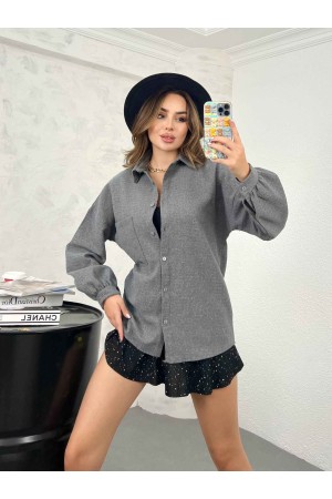 201857 TOPTAN GRİ GÖMLEK