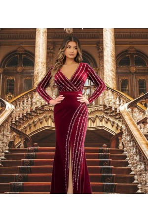 202292 TOPTAN BORDO ABİYE