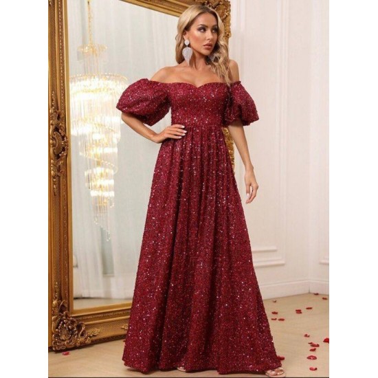 202308 burgundy Evening dress