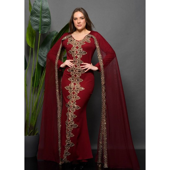 202326 burgundy Evening dress