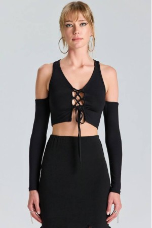 202645 TOPTAN SİYAH CROP