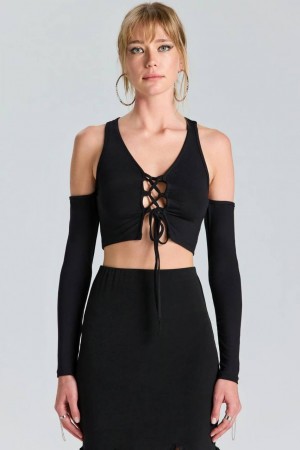 202645 TOPTAN SİYAH CROP