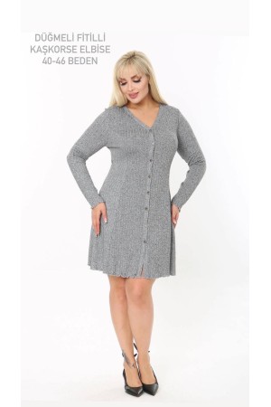 202664 TOPTAN GRİ ELBİSE
