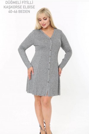 202664 TOPTAN GRİ ELBİSE