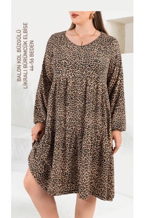 202672 TOPTAN LEOPAR ELBİSE