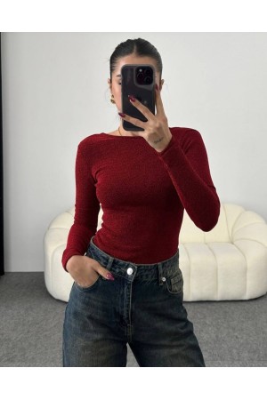 203130 TOPTAN BORDO BODYSUIT