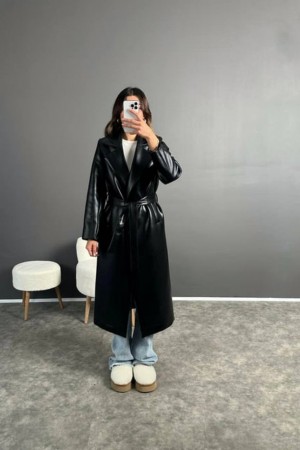 203164 TOPTAN SİYAH TRENÇKOT