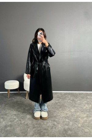 203164 TOPTAN SİYAH TRENÇKOT