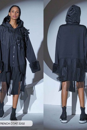 203254 TOPTAN SİYAH TRENÇKOT