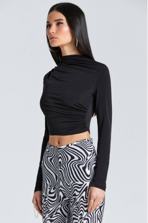 204284 TOPTAN SİYAH CROP