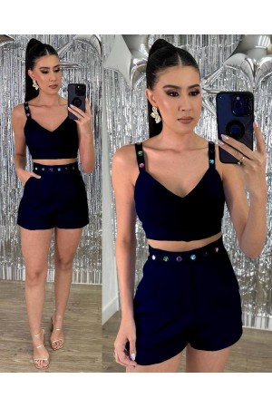 204563 TOPTAN SİYAH ŞORT TAKIM
