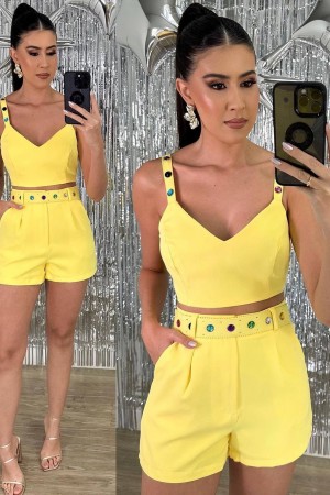 204565 yellow Shorts suit