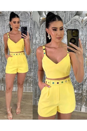 204565 TOPTAN SARI ŞORT TAKIM