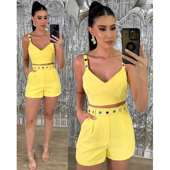 204565 yellow Shorts suit