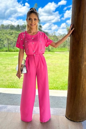 204586 fuchsia Shorts suit