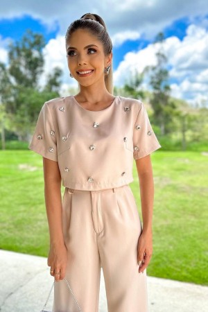 204587 beige Shorts suit