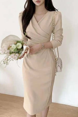 204602 beige DRESS