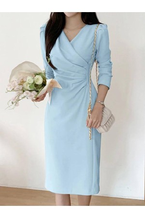 204603 TOPTAN BEBE MAVİ ELBİSE