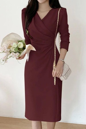 204604 burgundy DRESS