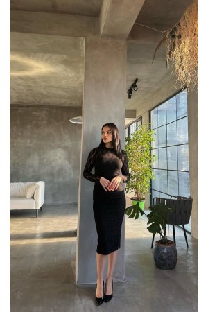 204795 TOPTAN SİYAH ELBİSE