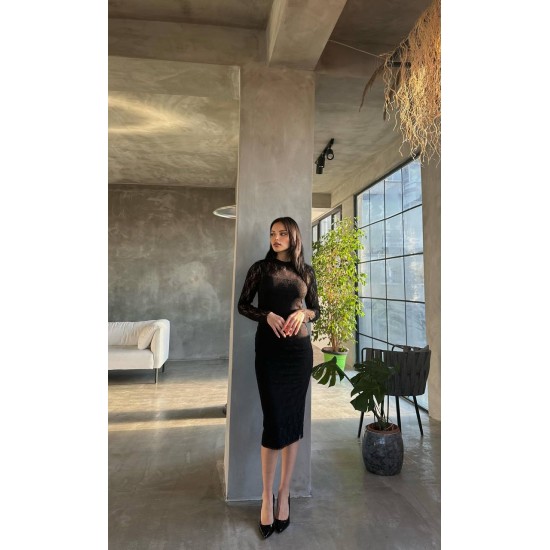 204795 TOPTAN SİYAH ELBİSE