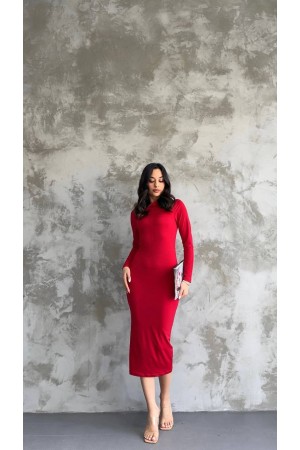 204805 TOPTAN KIRMIZI ELBİSE